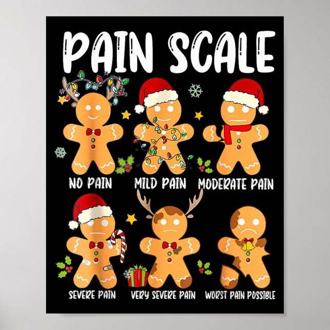Pain Scale Gingerbread Trauma Nurse Christmas Nurs Poster (Front)