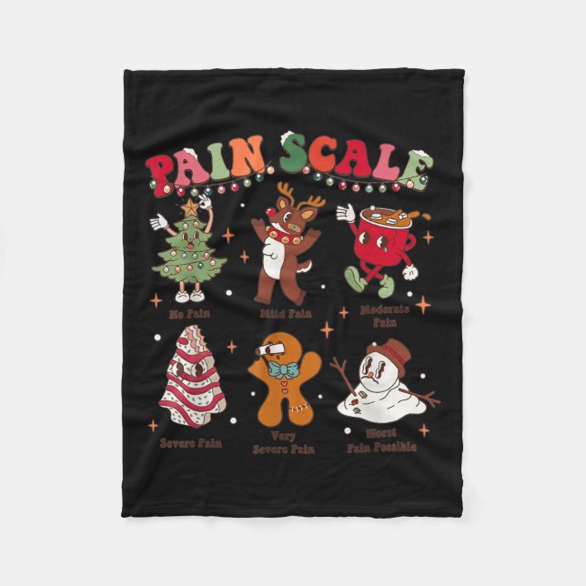 Pain Scale Retro Christmas Nurse Triage And Pain E Fleece Blanket (Front)
