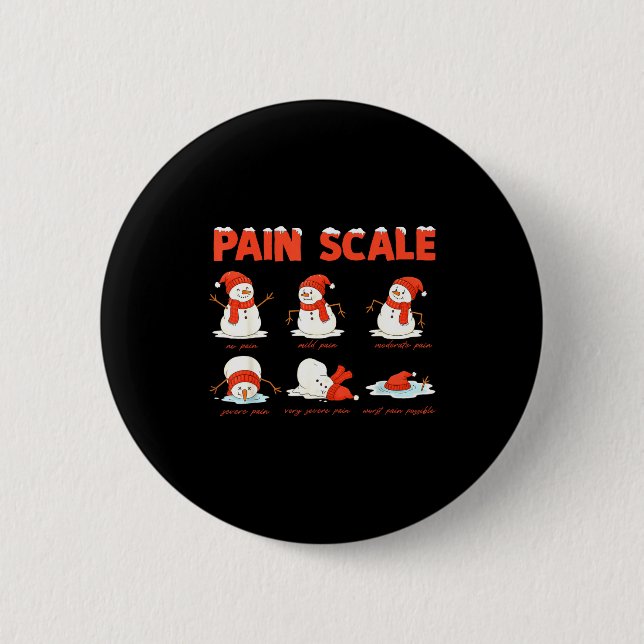 Pain Scale Snowman Funny Nurse Christmas Icu Nurse 2 Inch Round Button (Front)