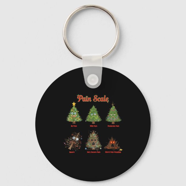 Pain Scale Snowman Nurse Christmas Tree Snow Pajam Keychain (Front)