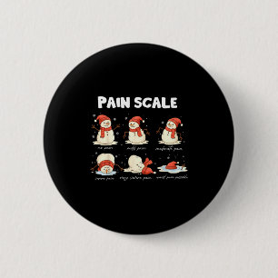 Pain Scale Snowman Nurse Christmas Xmas Snow Pajam 2 Inch Round Button
