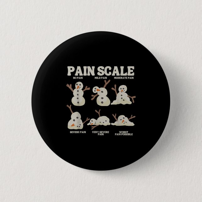 Pain Scale Snowman Nurse Christmas Xmas Snow Pajam 2 Inch Round Button (Front)