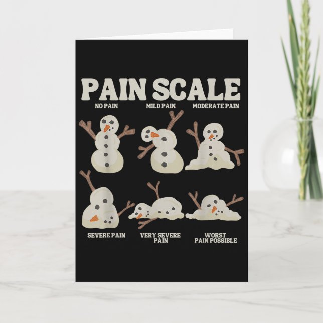 Pain Scale Snowman Nurse Christmas Xmas Snow Pajam Card (Front)