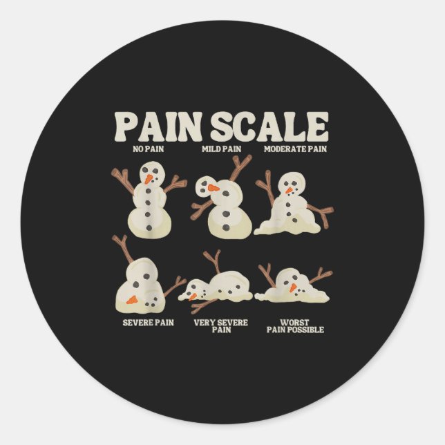 Pain Scale Snowman Nurse Christmas Xmas Snow Pajam Classic Round Sticker (Front)