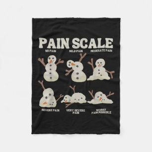 Pain Scale Snowman Nurse Christmas Xmas Snow Pajam Fleece Blanket