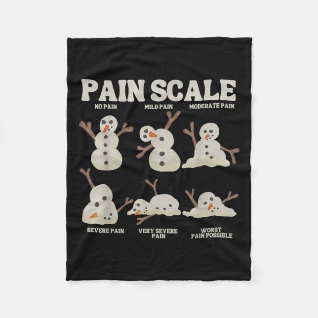 Pain Scale Snowman Nurse Christmas Xmas Snow Pajam Fleece Blanket (Front)