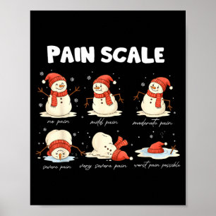 Pain Scale Snowman Nurse Christmas Xmas Snow Pajam Poster