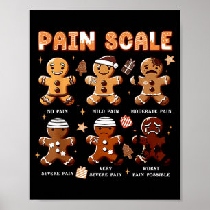 Pain Scale Snowman Nurse Christmas Xmas Snow Pajam Poster