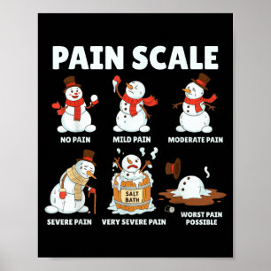 Pain Scale Snowman Xmas Funny Nurse Christmas Icu  Poster