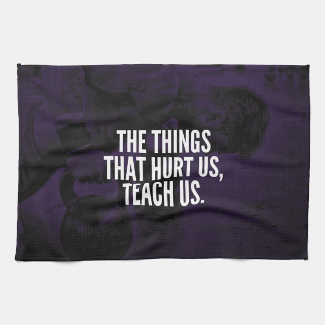 Pain - Workout Inspirational Words - Kettlebell Kitchen Towel (Horizontal)