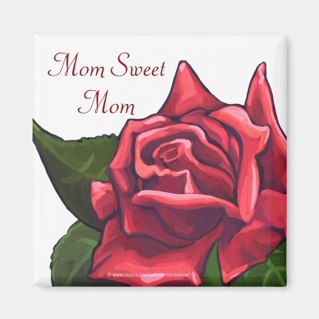 Painé Rouge Rose Maman Sweet Maman Magnet (Devant)