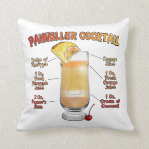 PAINKILLER Cocktail Recipe Art   Throw Pillow