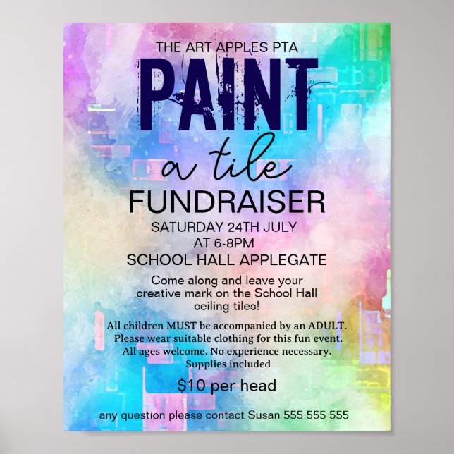 Paint a tile fundraiser PTA PTO Poster (Front)