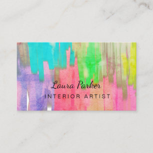 Paint Abstract Modern Watercolor Minimal Artist Business Card