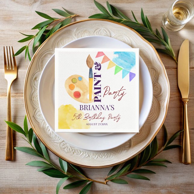 Paint and party art themed party monogrammed napkin (Paint and party art themed birthday party monogrammed napkins personalized printed napkins)