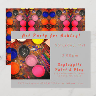 Paint and Play Art Party Invitation