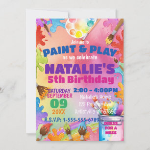 Paint and Play Kids Art Party Birthday Invitation