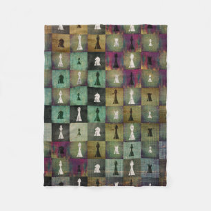 Paint and Print Chessboard and Chess Pieces Fleece Blanket