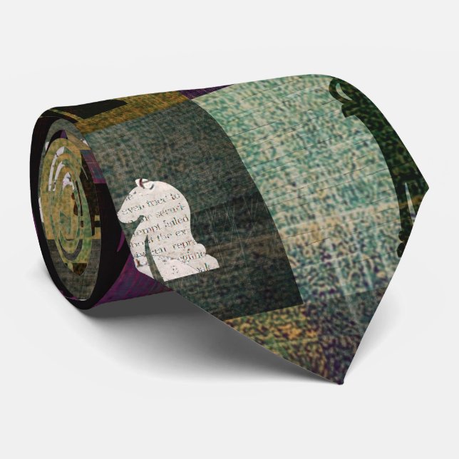 Paint and Print  Chessboard and Chess Pieces Tie (Rolled)