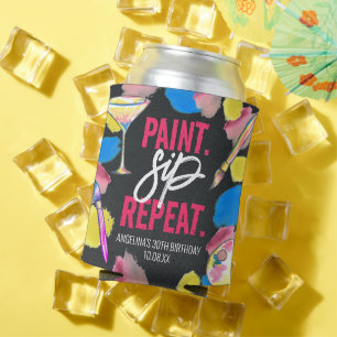 Paint and Sip 30th Birthday Party Chalkboard Can Cooler