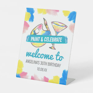 Paint and Sip Art Birthday Party Welcome Sign