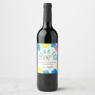 Paint and Sip Birthday Wine Party Favour Thank You Wine Label