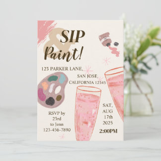 Paint And Sip Invitation Wine Tasting