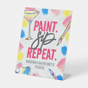 Paint and Sip Marble Bachelorette Party Sign