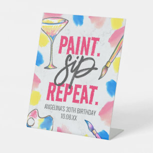 Paint and Sip Marble Birthday Party Welcome Sign