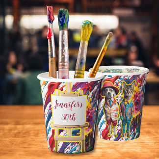 Paint and Sip party accessories paint brush holder Paper Cups