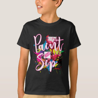Paint and Sip Party Art Night Wine Canvas Novelty T-Shirt