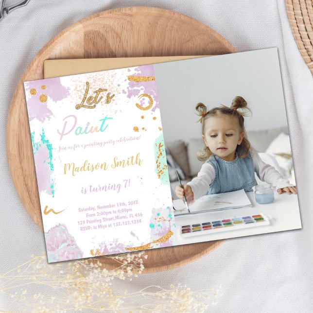 Paint Anniversaire Invitation avec photo (Paint Birthday Invitations with Photo)