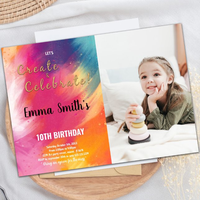 Paint Anniversaire Invitation avec photo (Paint Birthday Invitations with photo)
