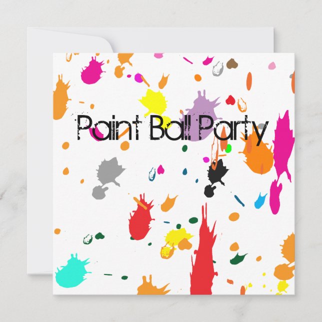 Paint Ball Party SPLATTER Invitation (Front)