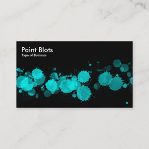 Paint Blots - Cyan on Black Business Card