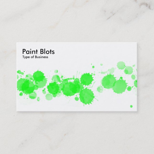 Paint Blots - Green on White Business Card (Front)