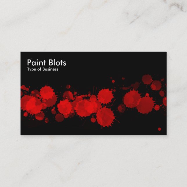Paint Blots - Red on Black Business Card (Front)