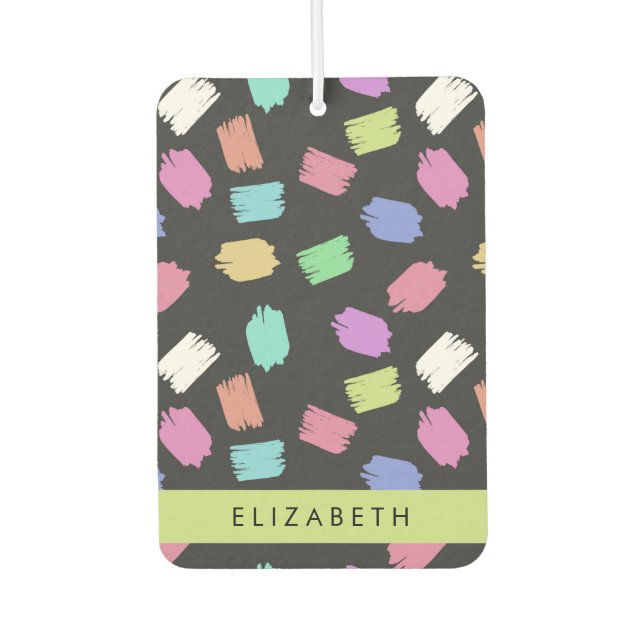 Paint Brush, Colourful Brush Strokes, Your Name Air Freshener (Front)
