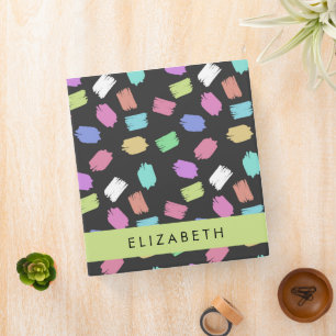 Paint Brush, Colourful Brush Strokes, Your Name Binder