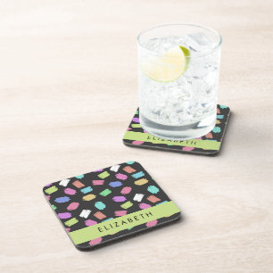 Paint Brush, Colourful Brush Strokes, Your Name Coaster