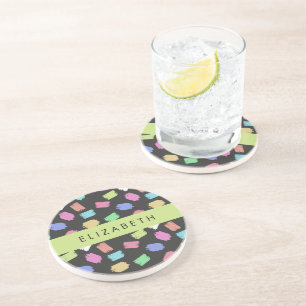 Paint Brush, Colourful Brush Strokes, Your Name Coaster