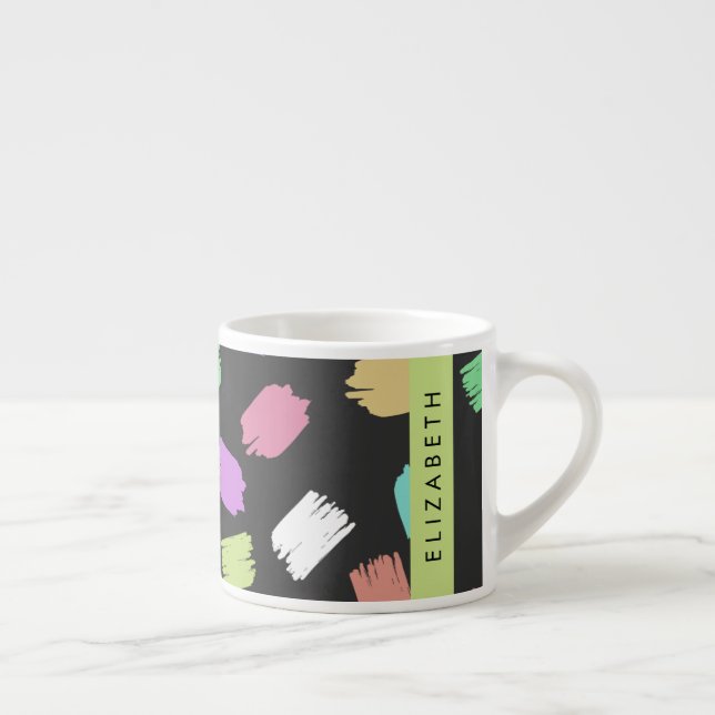 Paint Brush, Colourful Brush Strokes, Your Name Espresso Cup (Right)