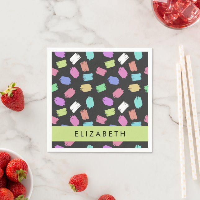 Paint Brush, Colourful Brush Strokes, Your Name Napkin (Insitu)