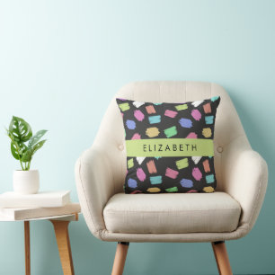 Paint Brush, Colourful Brush Strokes, Your Name Throw Pillow