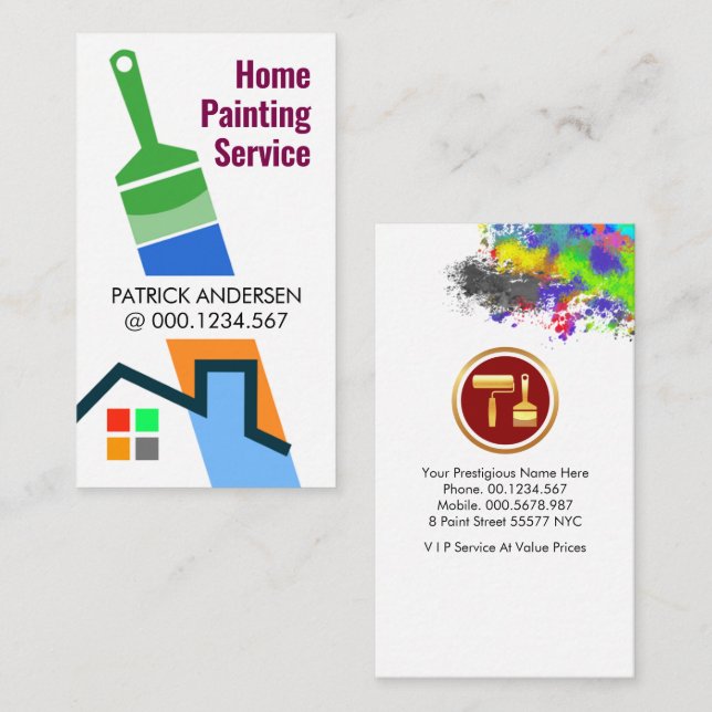 Paint Brush Painting Home Painter Business Card (Front/Back)