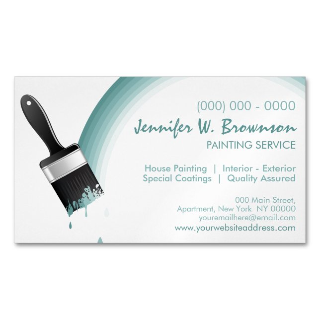 Paint Brush Rainbow house wall decoration Magnetic Business Card (Front)