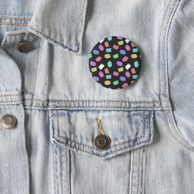 Paint Brush Strokes, Colourful Brush Strokes 2 Inch Round Button (In Situ)