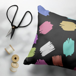 Paint Brush Strokes, Colourful Brush Strokes Accent Pillow