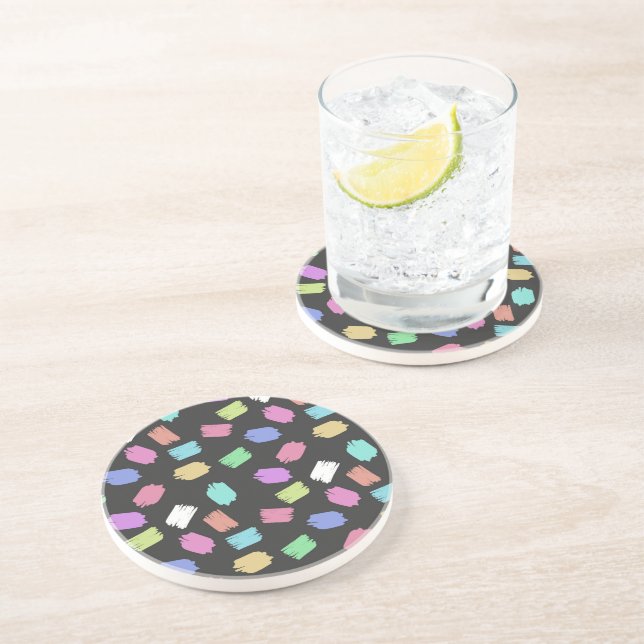 Paint Brush Strokes, Colourful Brush Strokes Coaster (Side)