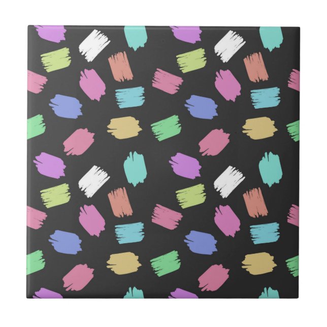 Paint Brush Strokes, Colourful Brush Strokes Tile (Front)